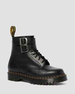 Dr. Martens Black Leather Buckle Lace-Up Boot