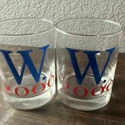 (2) President George W. Bush Inauguration 2000 Lowball rocks Old Fashioned Glass