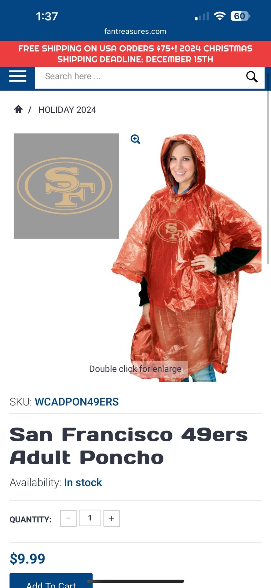 Red Rain Poncho 49ers