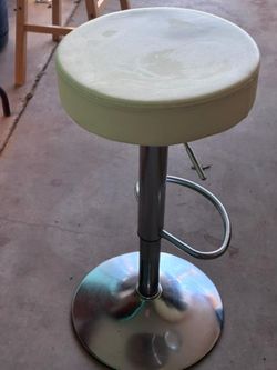 White Leather Adjustable Bar Stool