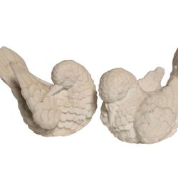 alabaster white carved dove figurines