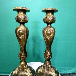 Pair of LUIS XV -Style Candlesticks Rococo Style. Measures 11" Tall