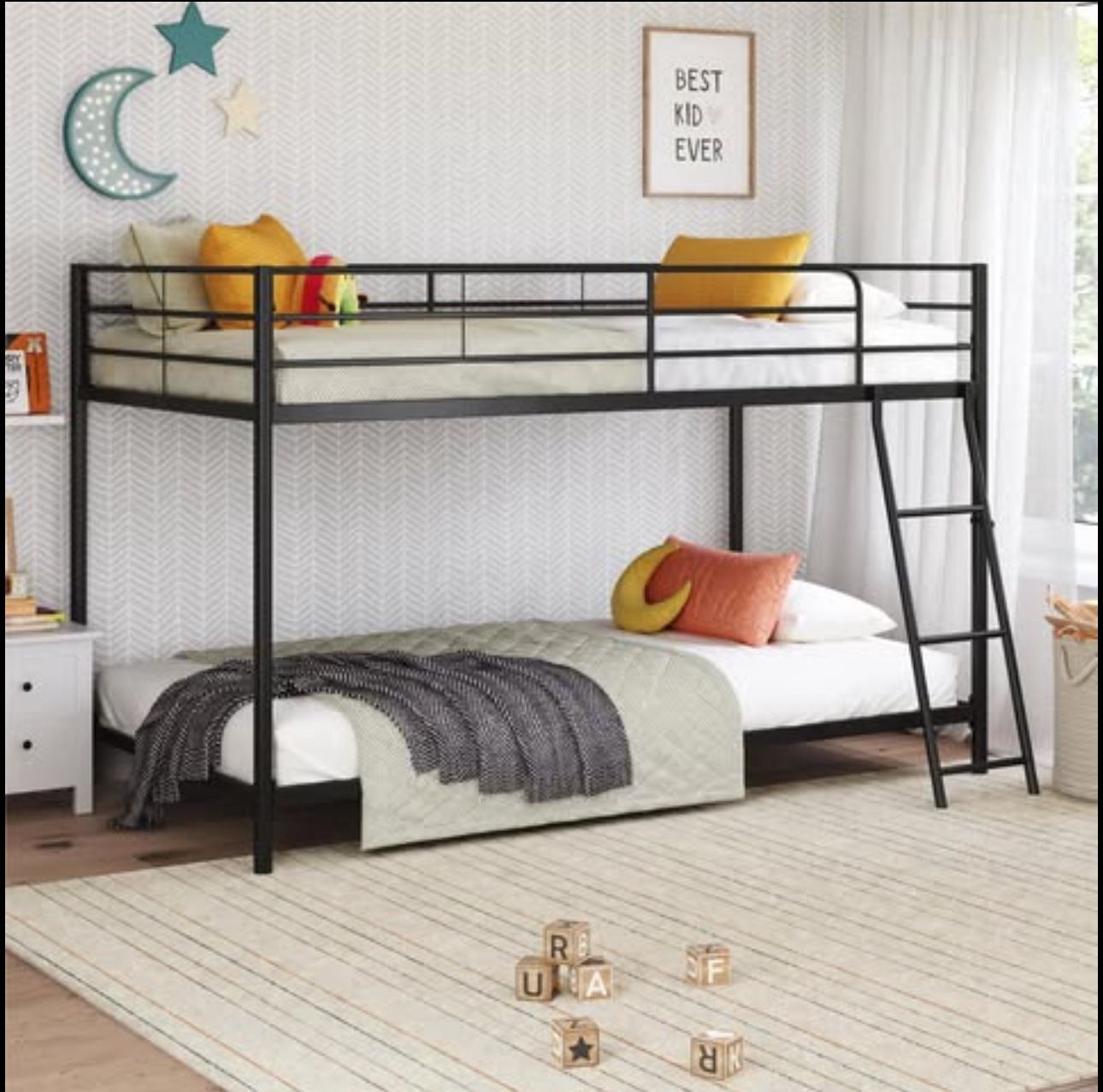DHP Junior Twin over Twin Metal Bunk Bed, Black