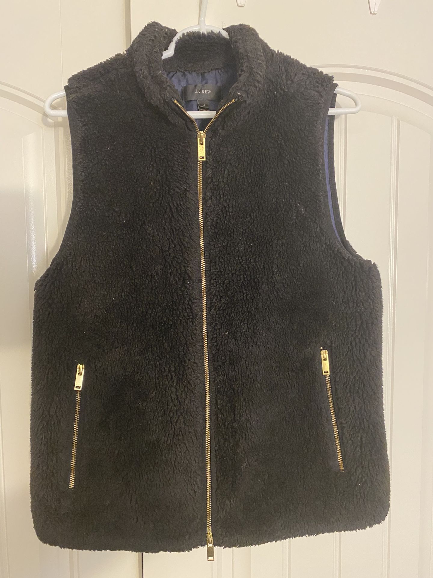 J. Crew Women’s Medium Sherpa Fleece Full Zip Vest / Jacket; Black
