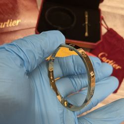 Gold Bangle Bracelet w/ Diamonds | Luxury Jewelry  Never Worn 