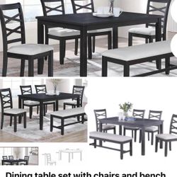 Dining Table Set With Chairs And Bench 