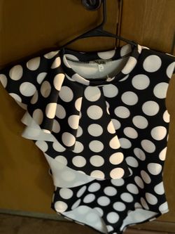 Black and white poka dot body suite top size 1x