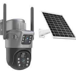 4K 8MP Solar Battery Camera Outdoor Wireless WiFi IP Cam Dual Lens Dual Screen Security Protection Surveillance CCTV(WiFi No Card)