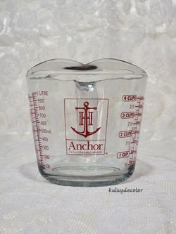 Anchor Hocking 4 Cup 1 Quart Glass Measuring Cup Red Lettering 32 oz 1 Liter