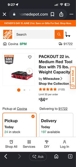 Pack out 22inch container