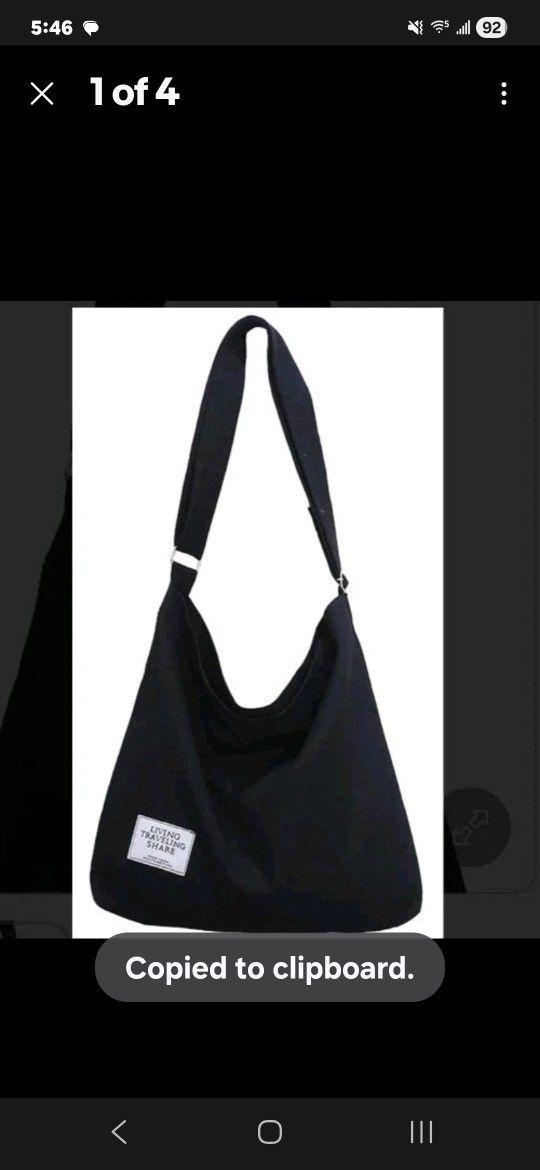 Lovely Covelin Women's Canvas Tote Handbag Black Shoulder Bag