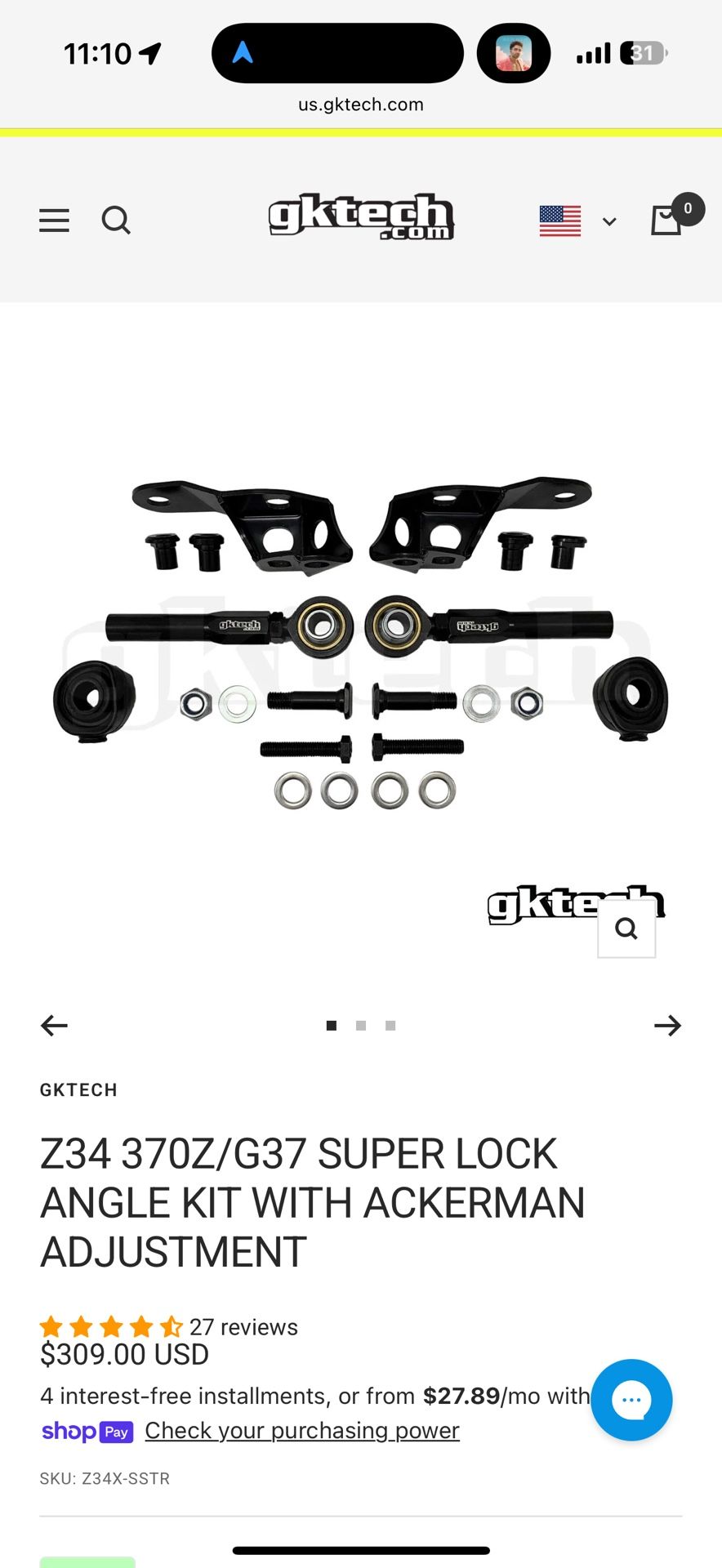 GKTECH 370z/G37 Super Lock Angle Kit - New!