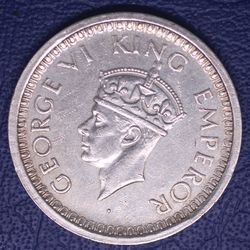 1944 Great Britain India King George One Rupee Silver Coin
