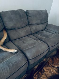 3seat grey Manuel recliner $60 OBO