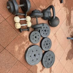Outside Bench press with weights 