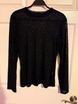 Black Sheer Leopard Print Long Sleeve Top – XL