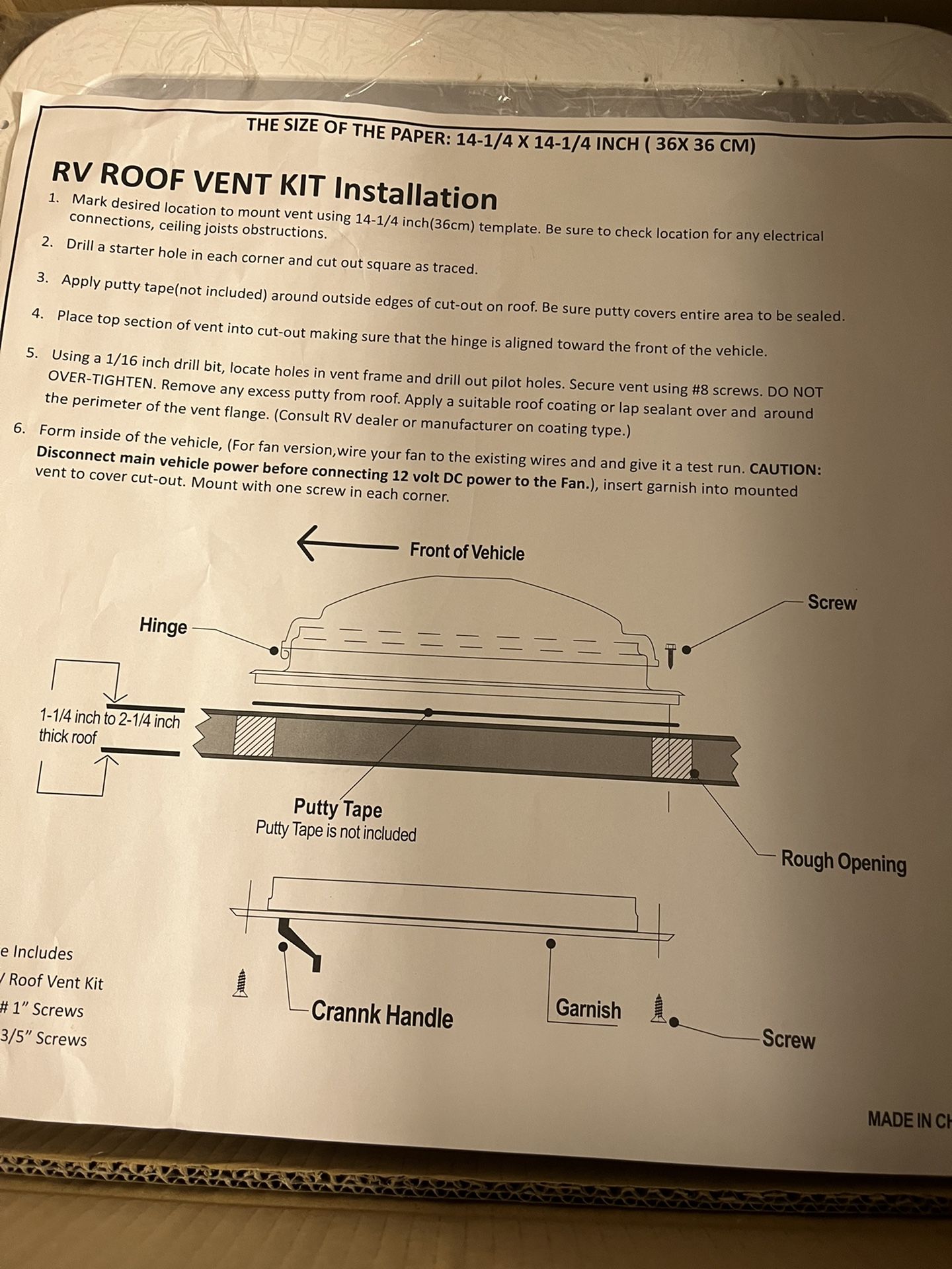 BRAND New RV ROOF VENT 