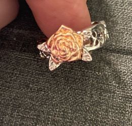 Copper rose w silvery ring