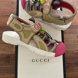 GUCCI Tinsel Sport Sandal Sandblast Link Size 6.5 US women’s 570440 (Sz. 35)
