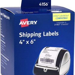 Avery Labels for Dymo Label Printers, Same Size as Dymo 1744907 Labels, 4 x 6, Roll of 220 Labels (4156) , White