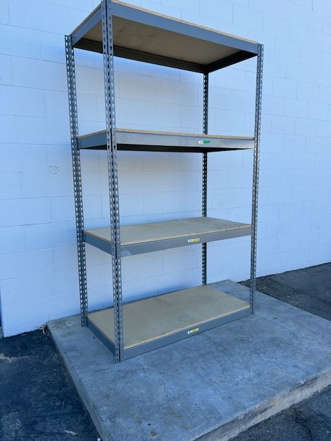4 Tier Shelving 48 in W x 24 in D American Made Used Heavy Duty Steel Boltless Storage Rack Delivery Available