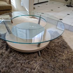 Modern Round Glass Coffee Table – 42” x 15” High – Contemporary Style