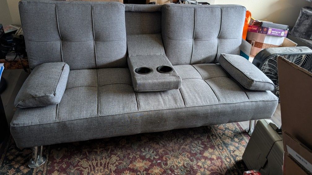 Grey Futon Folding Couch Bed