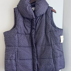 COLDWATER CREEK Purple Speckled Puffer Vest with LARGE Shawl Collar Size 2X