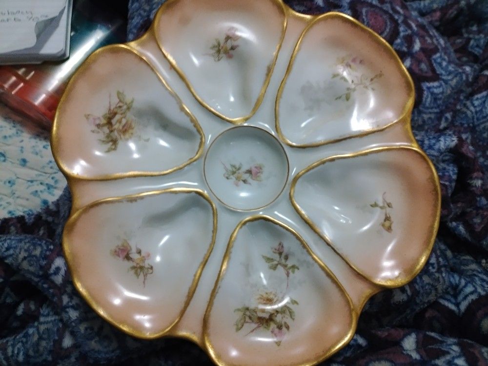 Beautiful Antique French Limoge Oyster Plate 