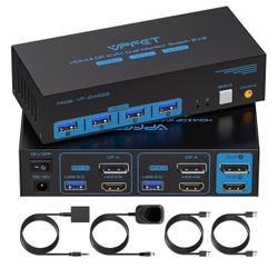 CMSTEDCD 4K@120Hz Kvm Switch 2 Monitors 2 Computers 8K@60Hz HDMI Displayport Dual Monitor KVM Switches 2 Ports for 2 PC Share Mouse Keyboard
