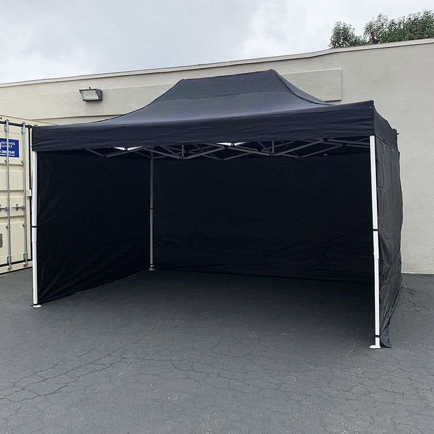 (NEW) $180 Heavy Duty 10x15 ft Popup Canopy with (3 Sidewalls) Instant Shade w/ Carry Bag (2 Colors)