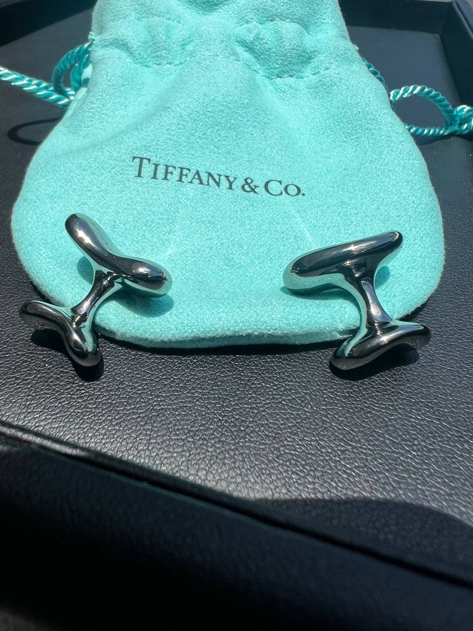 Tiffany Co Sterling Silver Bean Cuff Links Cufflinks