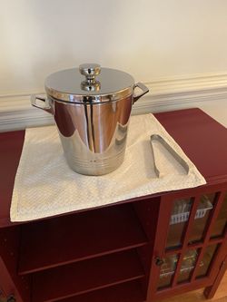Metal Ice Bucket With Tongs