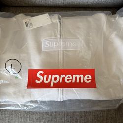 Supreme MM6 Maison Margiela Box Logo Zip Up Hooded Sweatshirt White Size Large $465