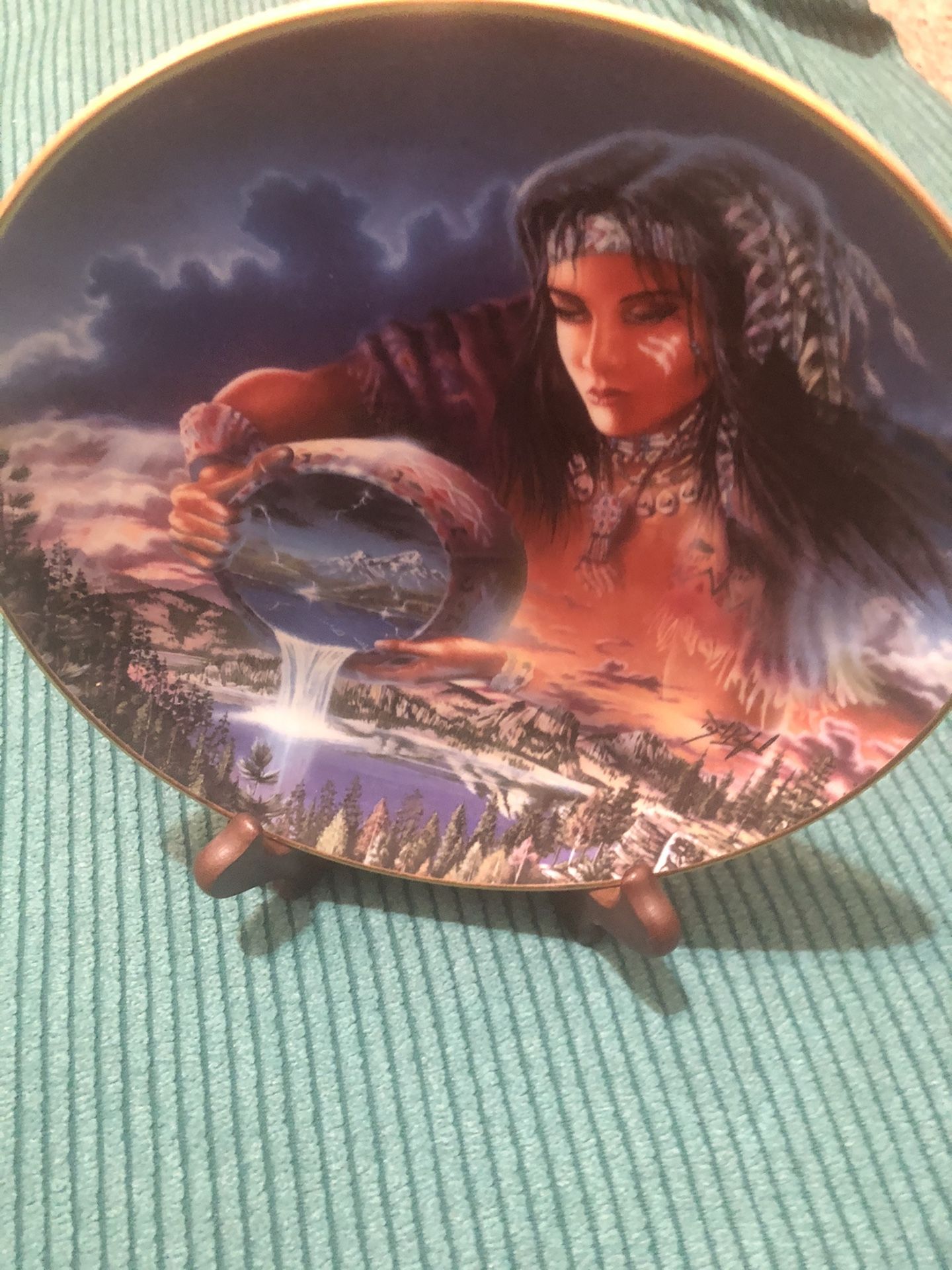 Decorative plate gold trimmed numbered The Waters of Life