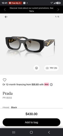 Prada PR B05S Sunglasses Black Frame