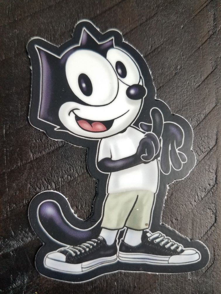 FELIX THE CAT Throwing up L.A. Dodgers 3" sticker for Hardhats, laptop, windows or anywhere you want to put them