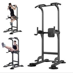 Power Tower Adjustable Height Pull Up & Dip Station MultiFunction Home Strength Training Fitness Workout Station for Home Gym