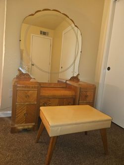 Vintage Waterfall vanity with matching dresser