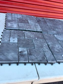 Slate Stone Deck Tiles Interlocking Outdoor Flooring (6 Tiles, Black)