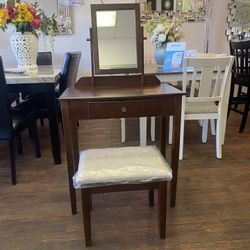 Espresso Vanity & Stool