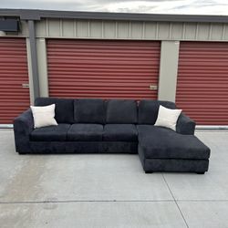 FREE DELIVERY&INSTALLATION Charcoal Suede Sectional Couch