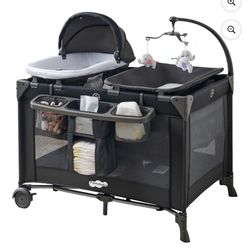 4-in-1 Baby Playard with Bassinet & Changing Table for Newborn