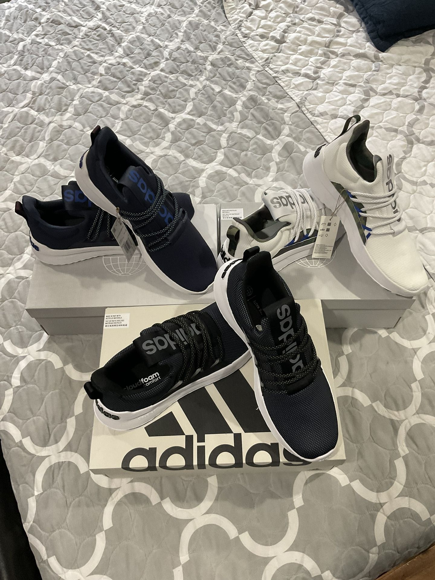 3 PAIRS OF ADIDAS SNEAKERS SIZE 11 1/2 BRAND NEW. $30 EACH. 