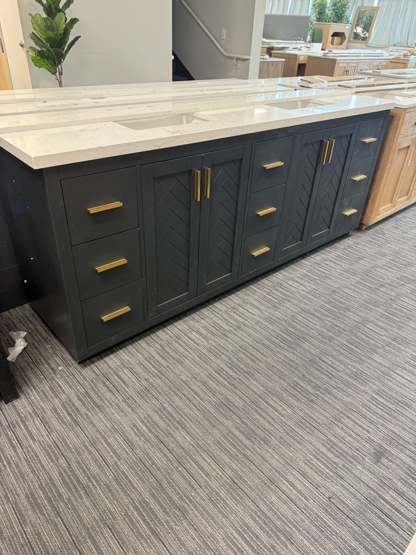 84” Bathroom Vanity In Charcoal Blue