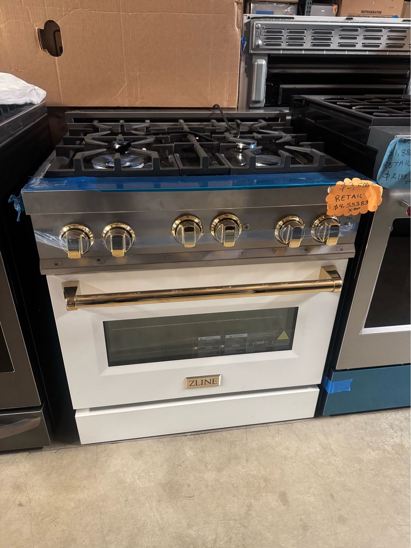 Side stove gas range convection oven ZLINE 4 burner matte white w 30”
