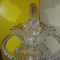 Hand Cut Crystal, Bohemian Glass, Basket, Mint Condition.