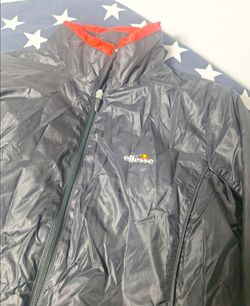 Ellesse Track Jacket Womens Small Black Red Full Zip Windbreaker Retro Y2K