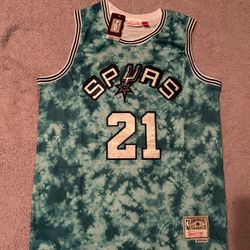 Mitchell and ness size xxl San Antonio Spurs Tim Duncan blue and green tie-dye jersey 
