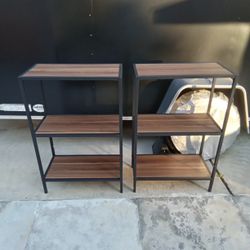 Two Metal & Wood Shelves 